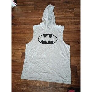 BATMAN Men Size XL (46-48) Sleeveless Hooded T- Shirt Gray Boxing Club